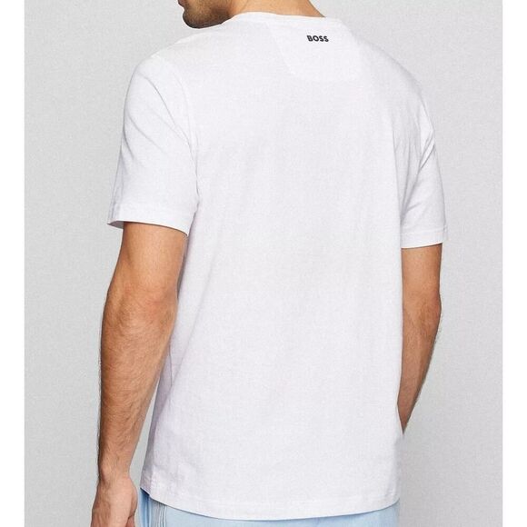 BOSS Hugo Boss Tee 1 T-shirt White Artwork Logo Graphic Size L Crewneck - Picture 3 of 15